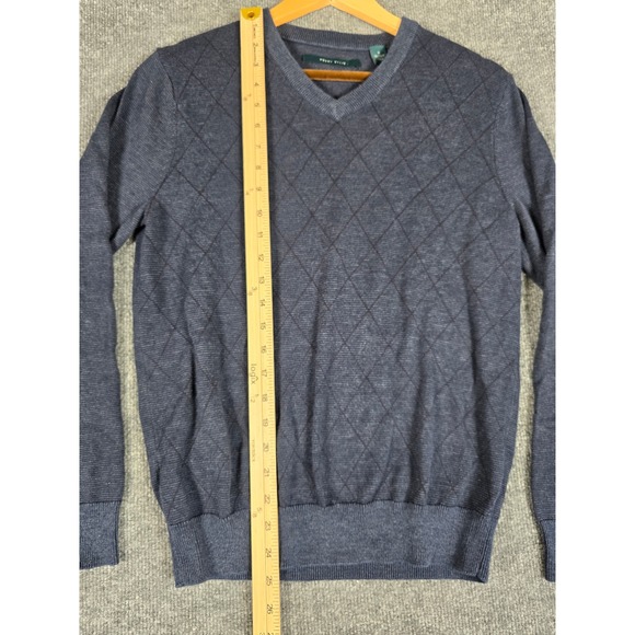 Perry Ellis Mens V Neck Diamond Pattern‎ Sweater Blue Size Small Cotton Blend - Picture 2 of 6